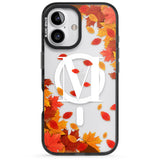 iPhone 16 Pro Max Personalised Monogram Autumn Leaves Black Impact Phone Case