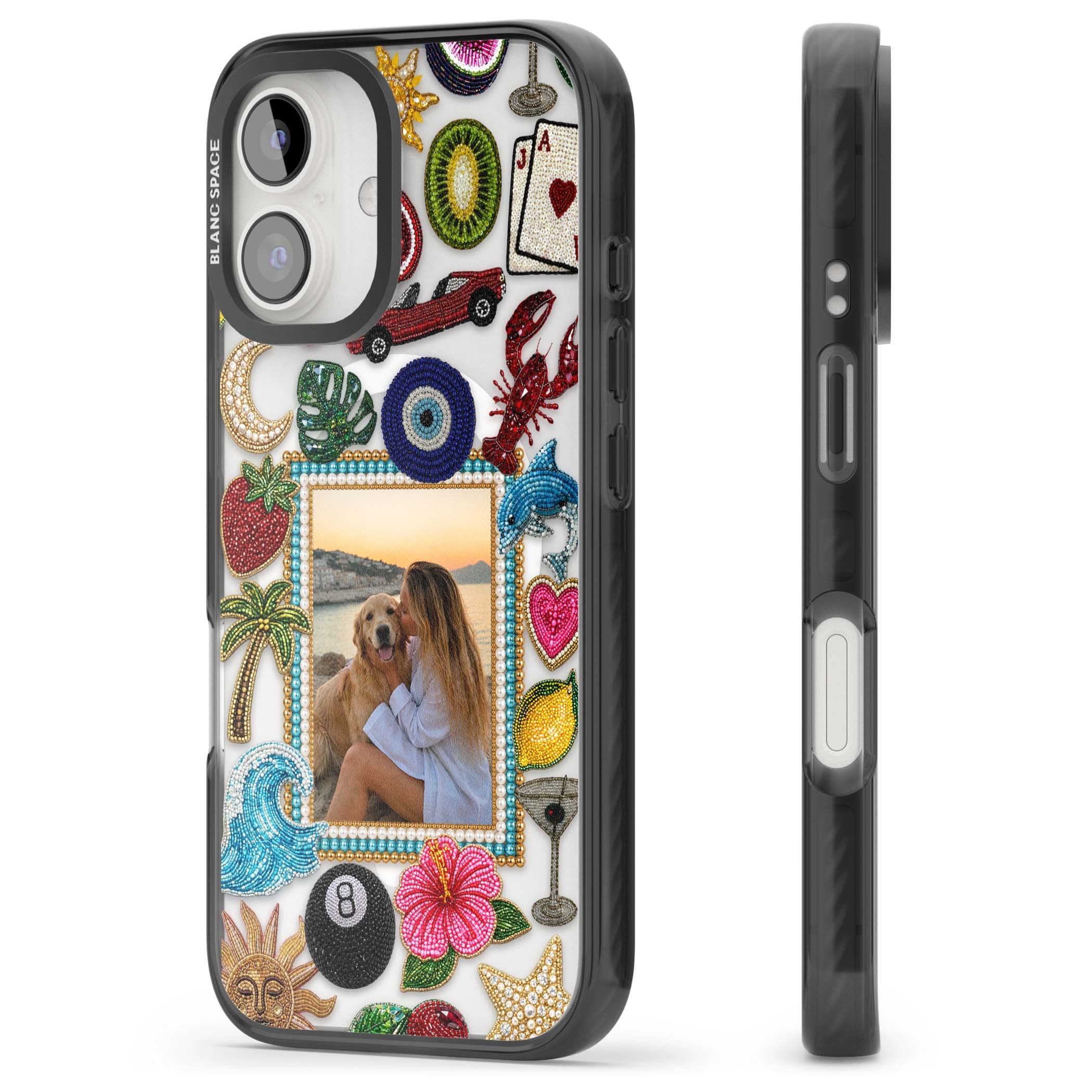 Beaded Photo coastal iPhone case | Black Impact Magsafe case for iPhone 16, iPhone 16 Plus