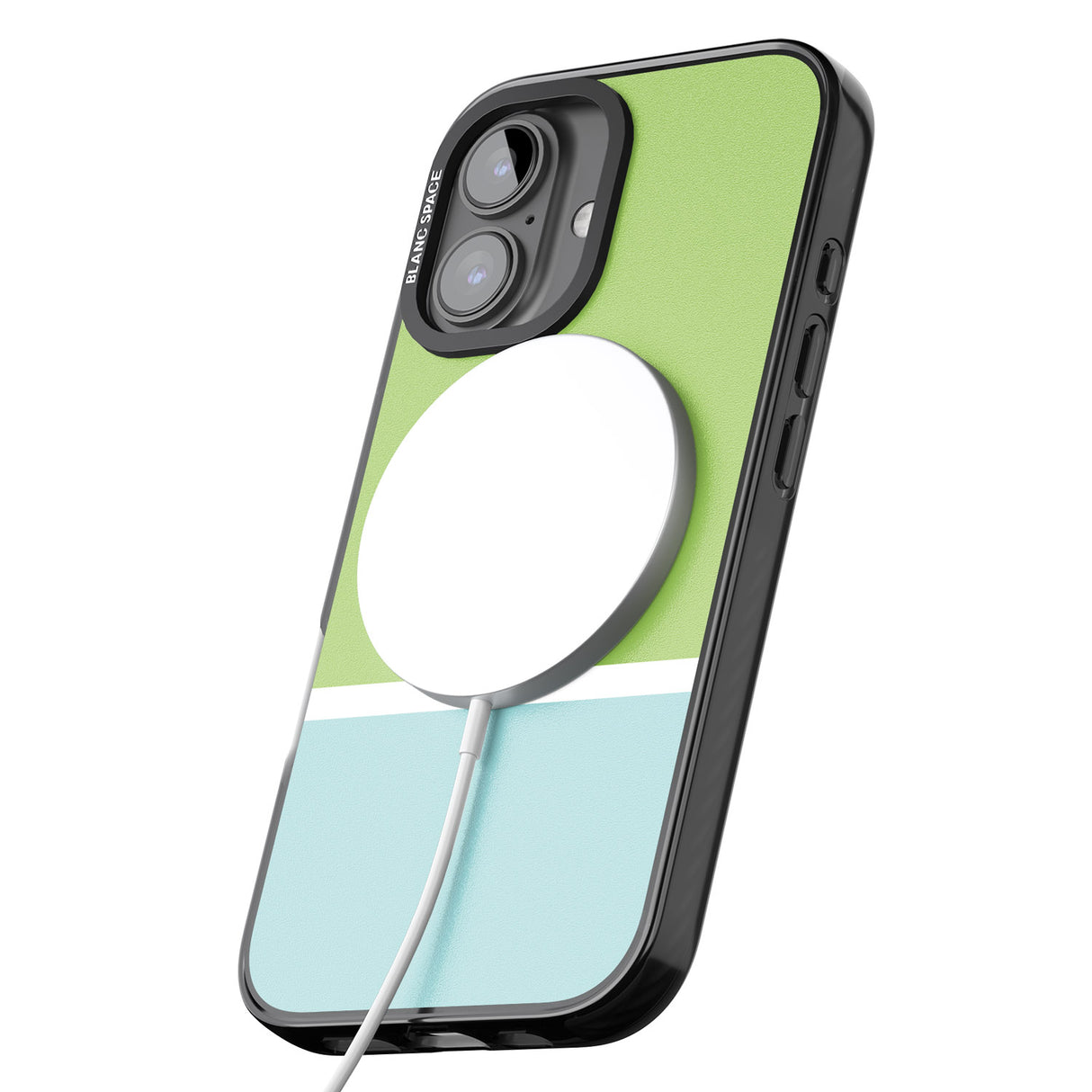 iPhone 16 Pro Max Personalised Colourblock: Green & Turquoise Black Impact Phone Case