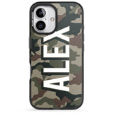 iPhone 16 Pro Max Personalised Classic Green Camo Black Impact Phone Case