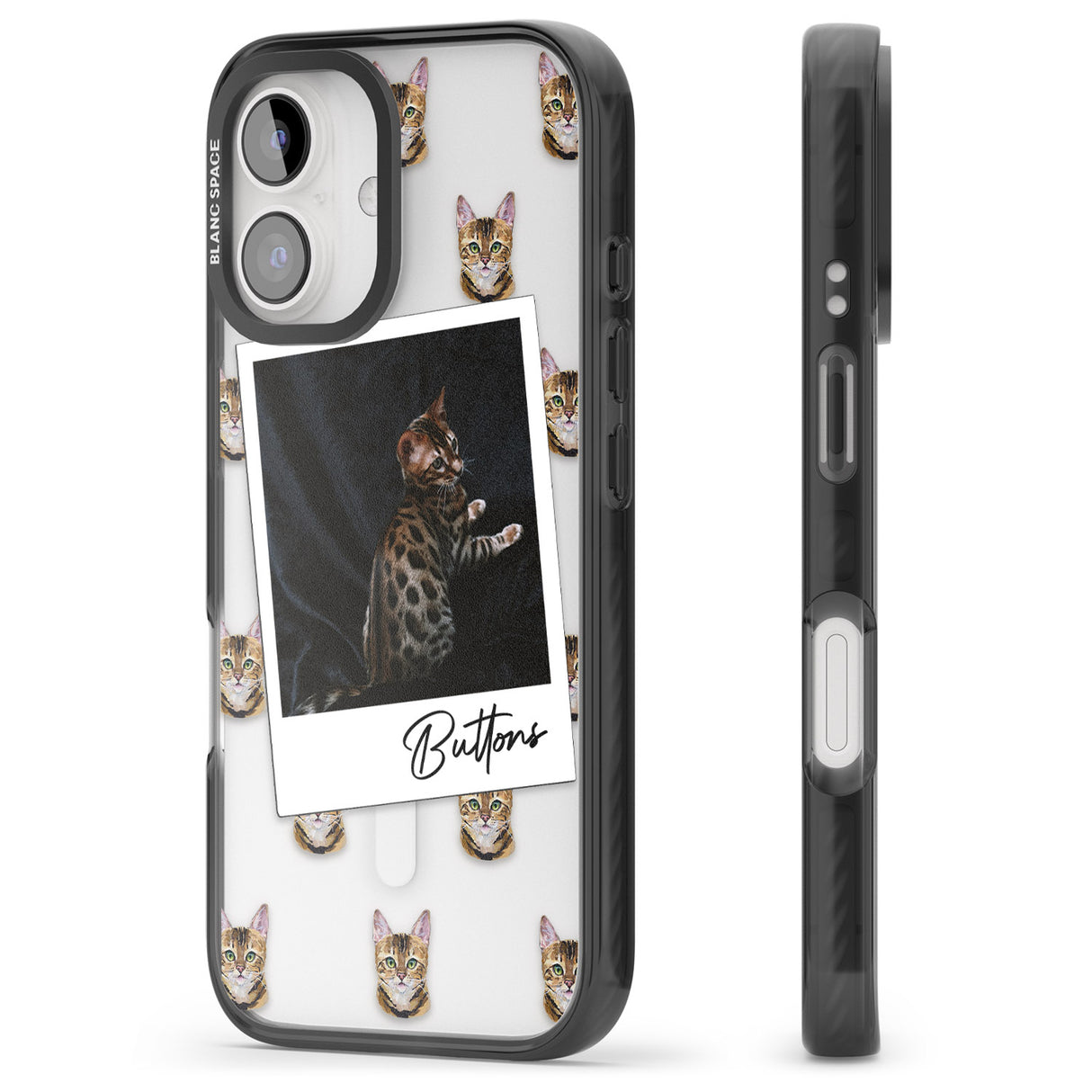 iPhone 16 Pro Max Personalised Bengal Cat Photo Black Impact Phone Case