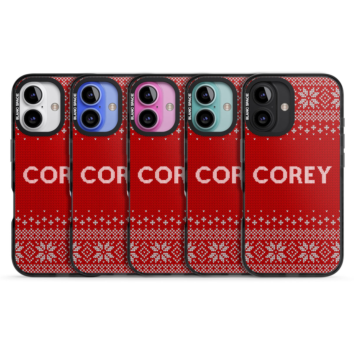 iPhone 16 Pro Max Personalised Red Christmas Knitted Jumper Black Impact Phone Case