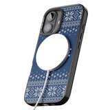 iPhone 16 Pro Max Personalised Blue Christmas Knitted Jumper Black Impact Phone Case