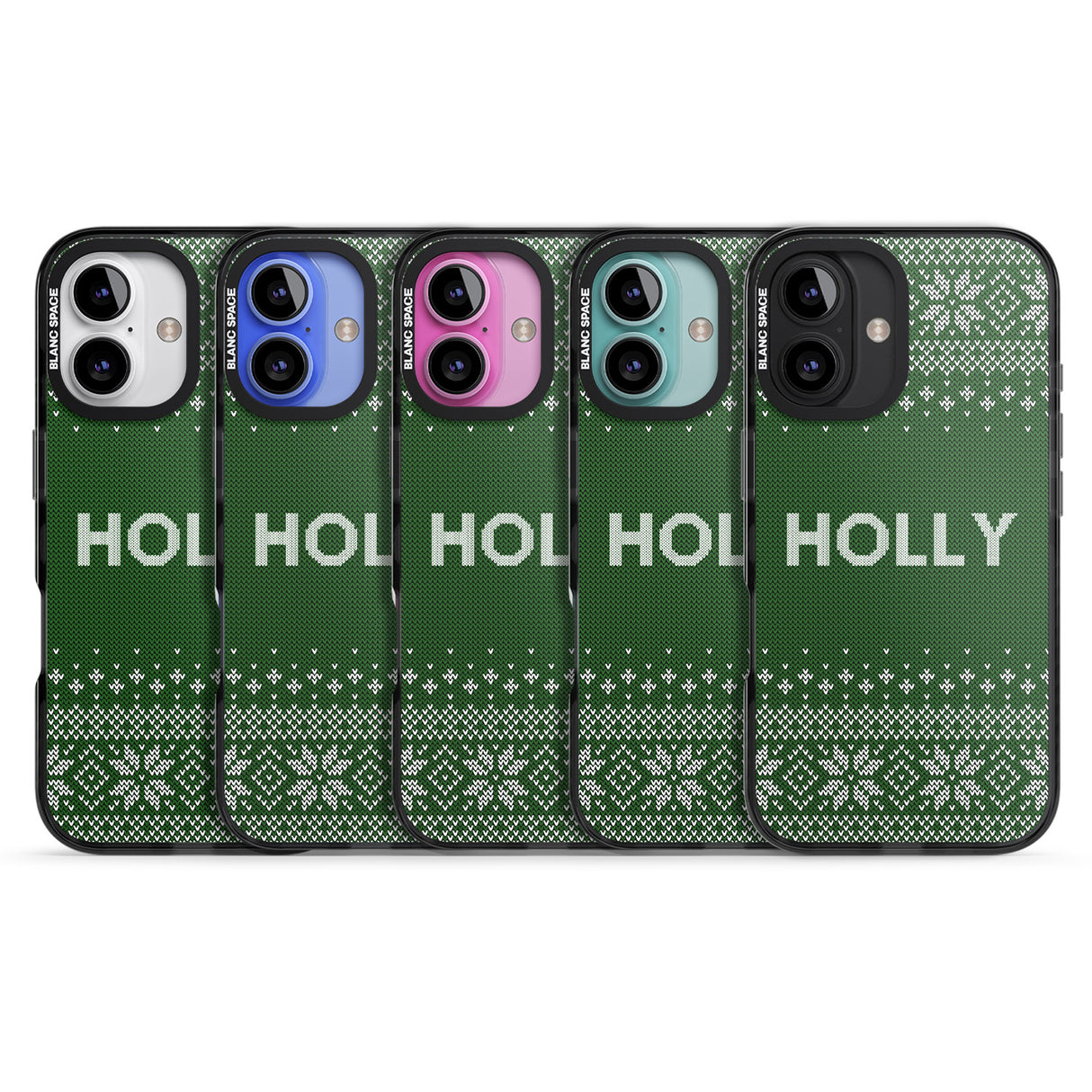 iPhone 16 Pro Max Personalised Green Christmas Knitted Jumper Black Impact Phone Case