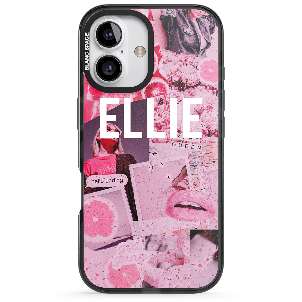 iPhone 16 Pro Max Personalised Sweet Pink Fashion Collage Black Impact Phone Case