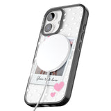 iPhone 16 Pro Max Personalised Instant Film & Hearts Photo Black Impact Phone Case