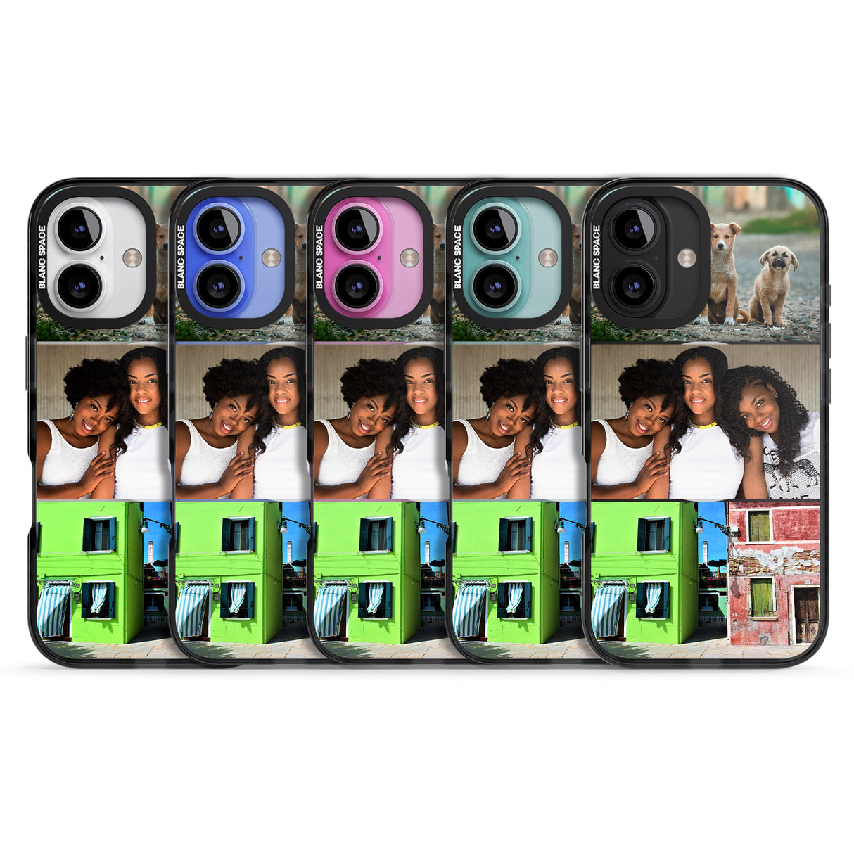 iPhone 16 Pro Max Personalised 3 Photo Grid Black Impact Phone Case