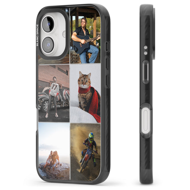 iPhone 16 Pro Max Personalised 6 Photo Grid Black Impact Phone Case