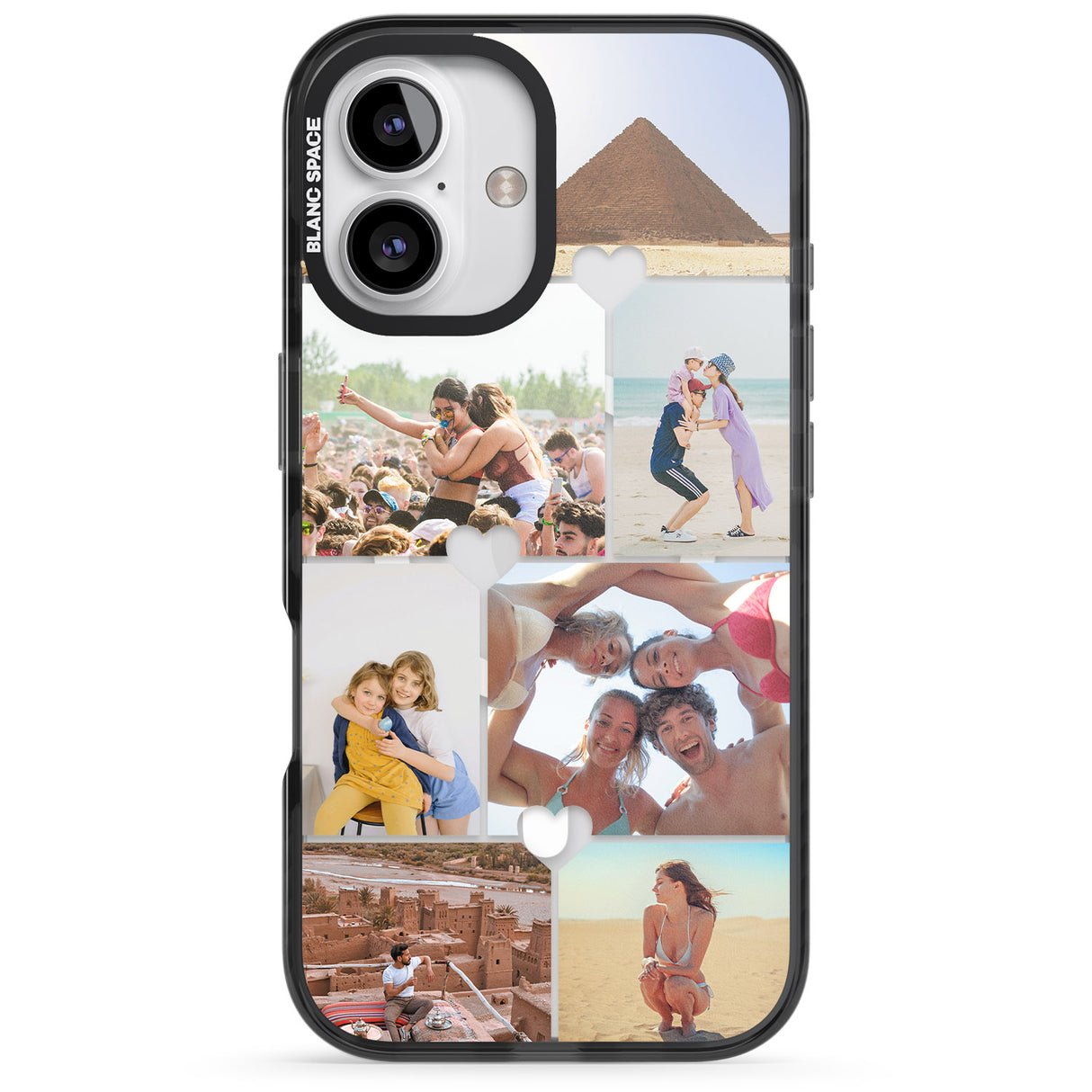 iPhone 16 Pro Max Personalised Heart Photo Grid Black Impact Phone Case