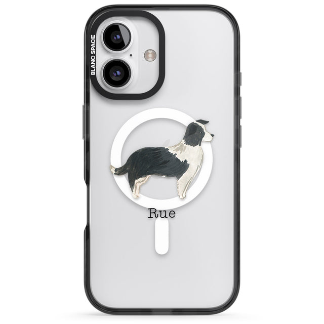 iPhone 16 Pro Max Personalised Border Collie Black Impact Phone Case