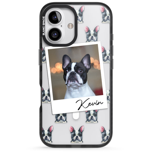 iPhone 16 Pro Max Personalised French Bulldog, Black & White - Dog Photo Black Impact Phone Case