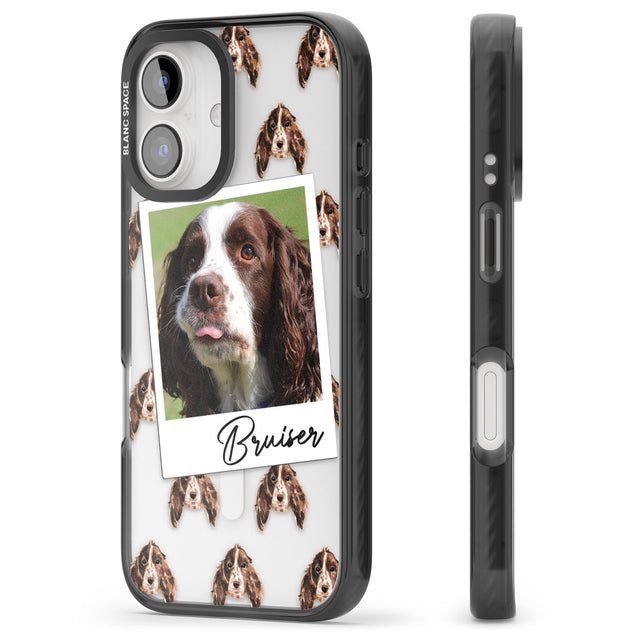 iPhone 16 Pro Max Personalised Springer Spaniel - Dog Photo Black Impact Phone Case