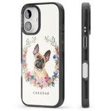 iPhone 16 Pro Max Personalised Tan French Bulldog Watercolour Dog Portrait Black Impact Phone Case