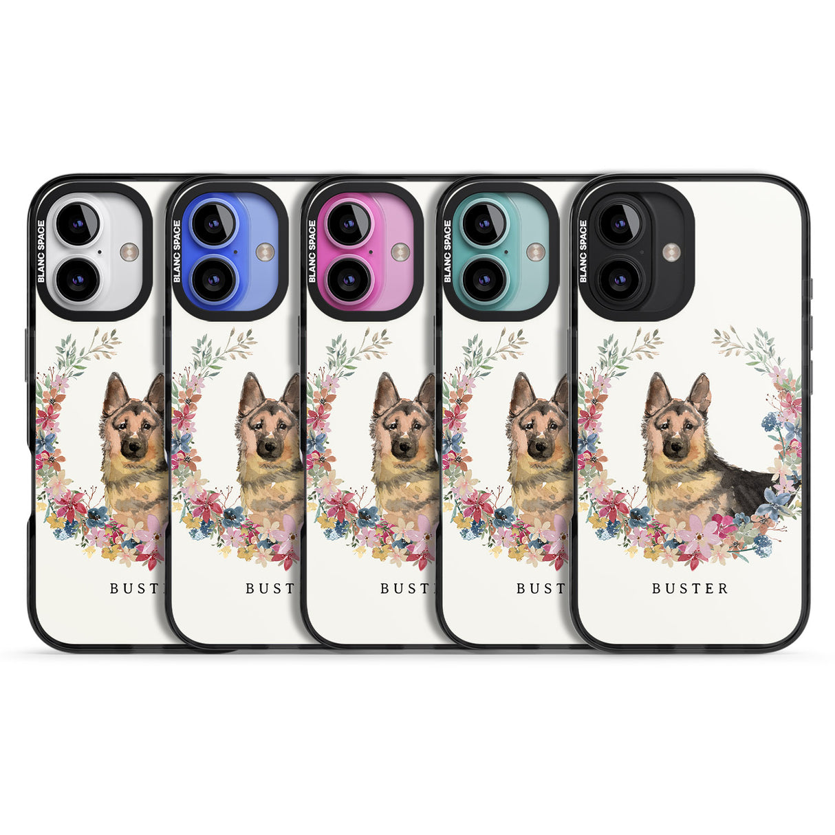 iPhone 16 Pro Max Personalised German Shepherd - Watercolour Dog Portrait Black Impact Phone Case