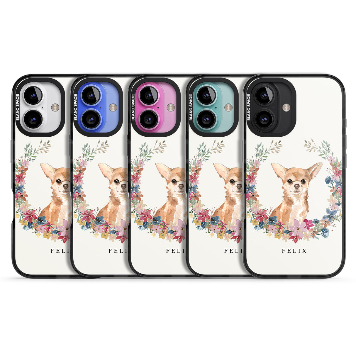 iPhone 16 Pro Max Personalised Chihuahua - Watercolour Dog Portrait Black Impact Phone Case