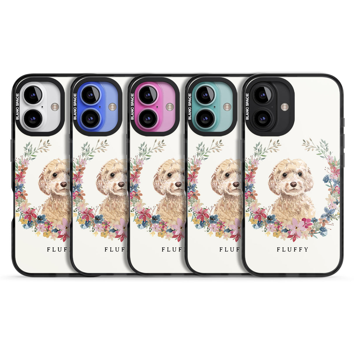 iPhone 16 Pro Max Personalised Champagne Cockapoo - Watercolour Dog Portrait Black Impact Phone Case