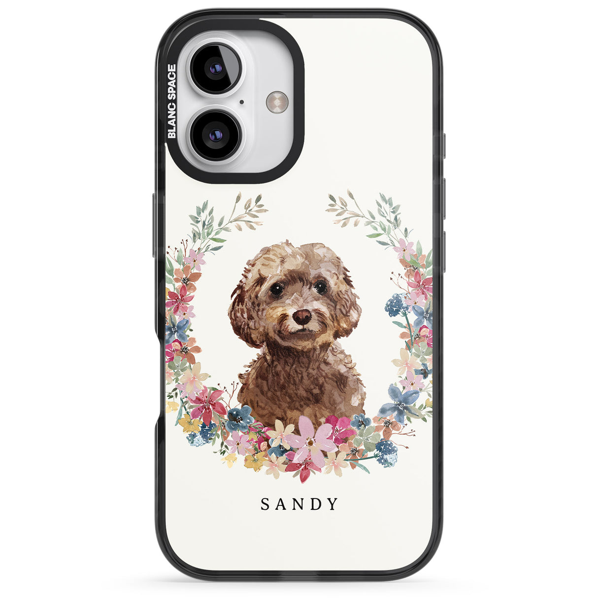 iPhone 16 Pro Max Personalised Brown Cockapoo - Watercolour Dog Portrait Black Impact Phone Case