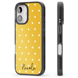 iPhone 16 Pro Max Personalised Yellow Polka Dot Black Impact Phone Case