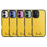 iPhone 16 Pro Max Personalised Yellow Polka Dot Black Impact Phone Case