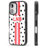 iPhone 16 Pro Max Personalised Polka & Pink Stripe Black Impact Phone Case