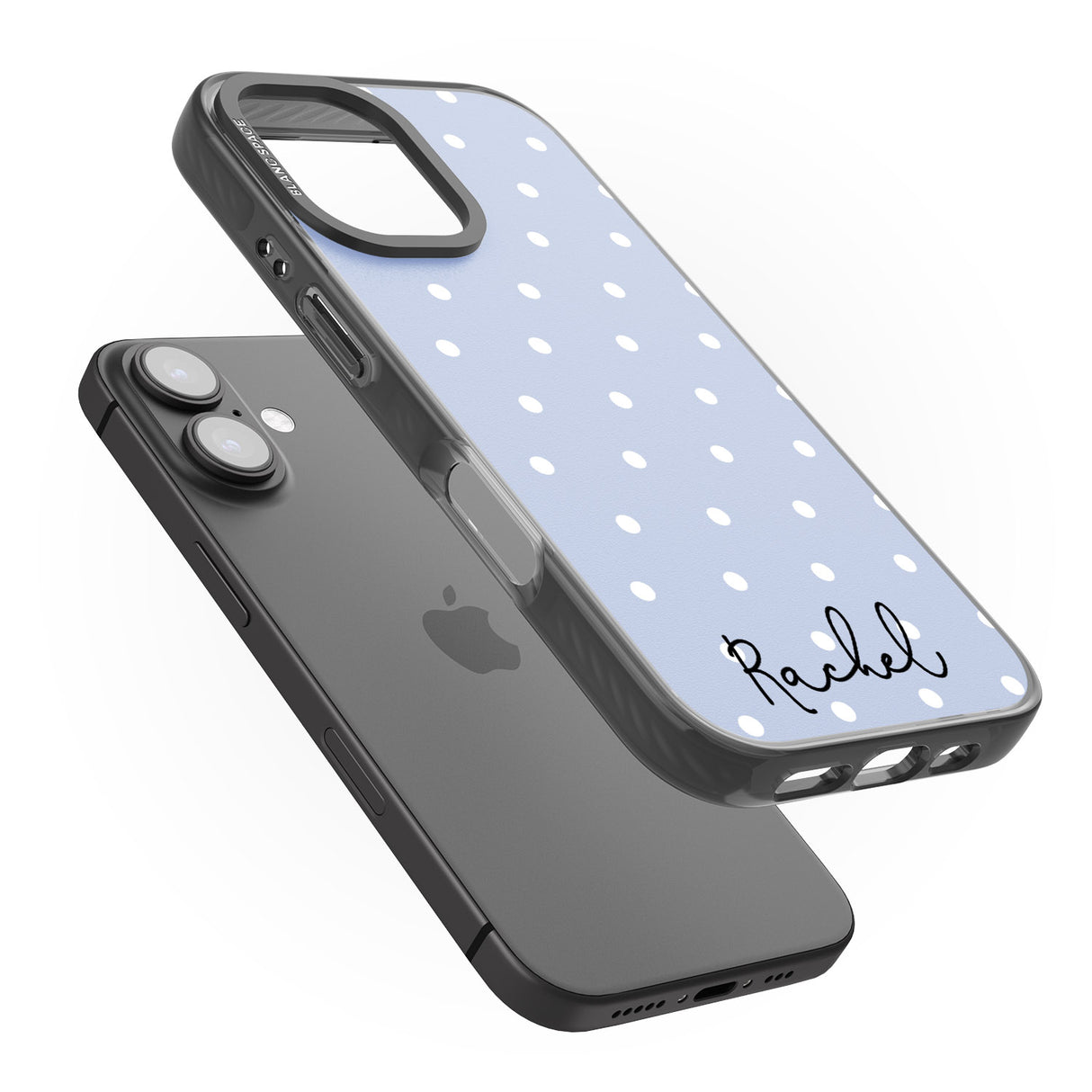 iPhone 16 Pro Max Personalised Simple Light Blue Dots Black Impact Phone Case