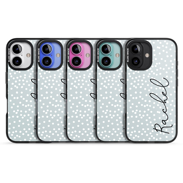 iPhone 16 Pro Max Personalised Vertical Cursive & Dots Black Impact Phone Case