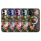 iPhone 16 Pro Max Personalised Clear Vintage Floral Pink Garden Roses Black Impact Phone Case