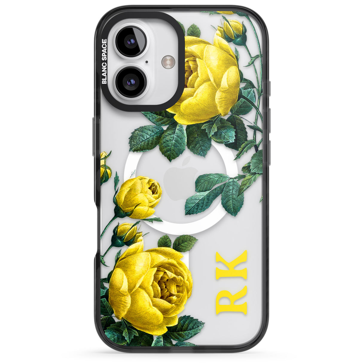 Personalised Clear Vintage Floral Yellow Roses