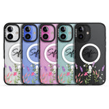 Personalised Lavender Wildflowers Black Impact Magsafe Phone Case for iPhone 16, iPhone 16 Plus