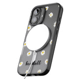 iPhone 16 Pro Max Personalised White Daisies & Cursive Black Impact Phone Case