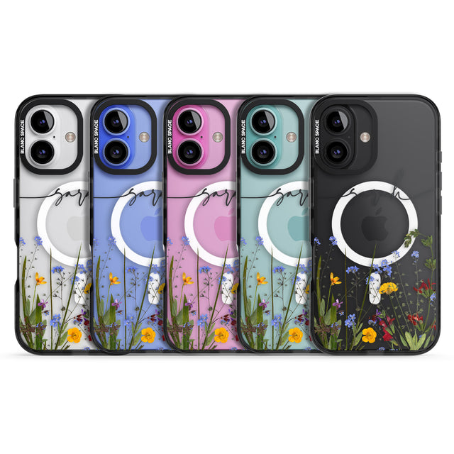 iPhone 16 Pro Max Personalised Wildflower Floral Black Impact Phone Case