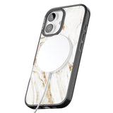 iPhone 16 Pro Max Personalised White & Gold Swirl Marble Black Impact Phone Case