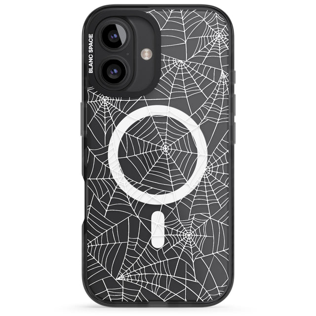 iPhone 16 Pro Max Personalised Spider Web Pattern Black Impact Phone Case