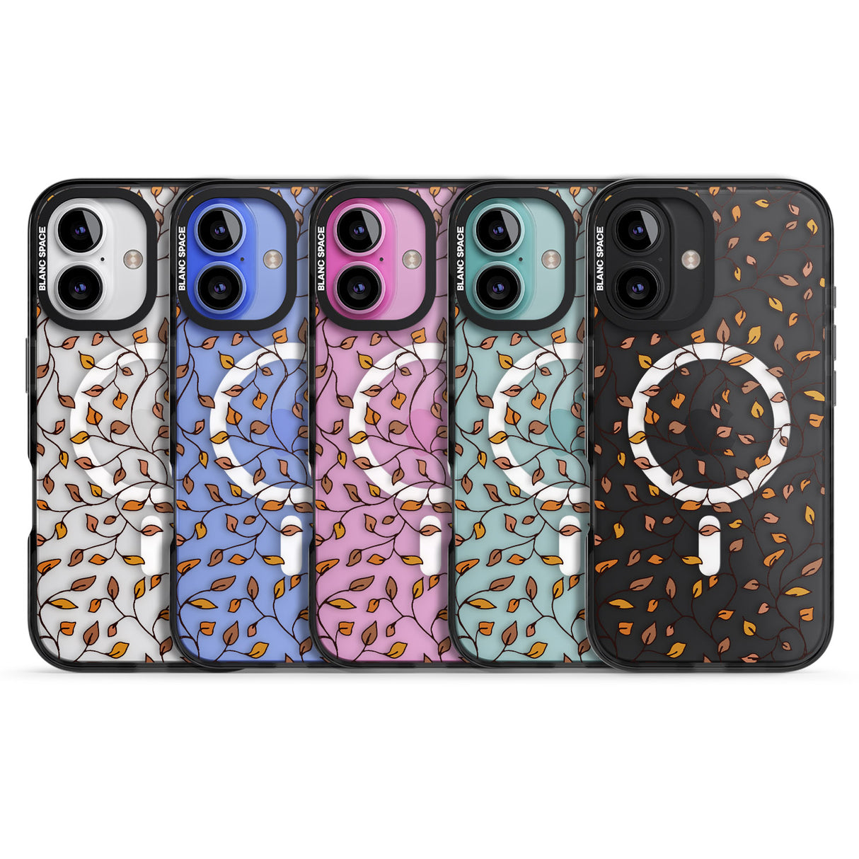 iPhone 16 Pro Max Personalised Autumn Leaves Pattern Black Impact Phone Case