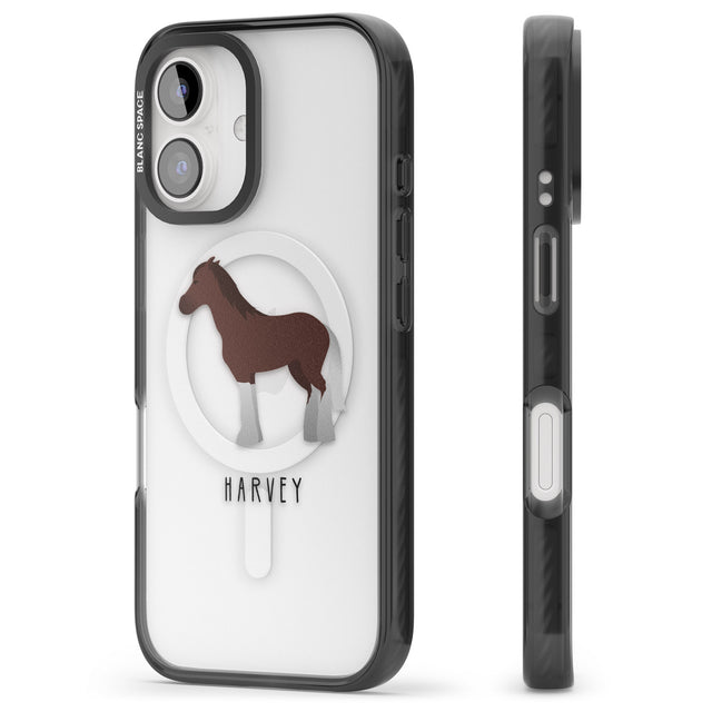 iPhone 16 Pro Max Personalised Brown Horse Black Impact Phone Case