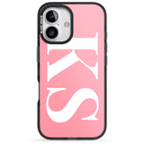 iPhone 16 Pro Max Personalised White & Pink Letters Black Impact Phone Case