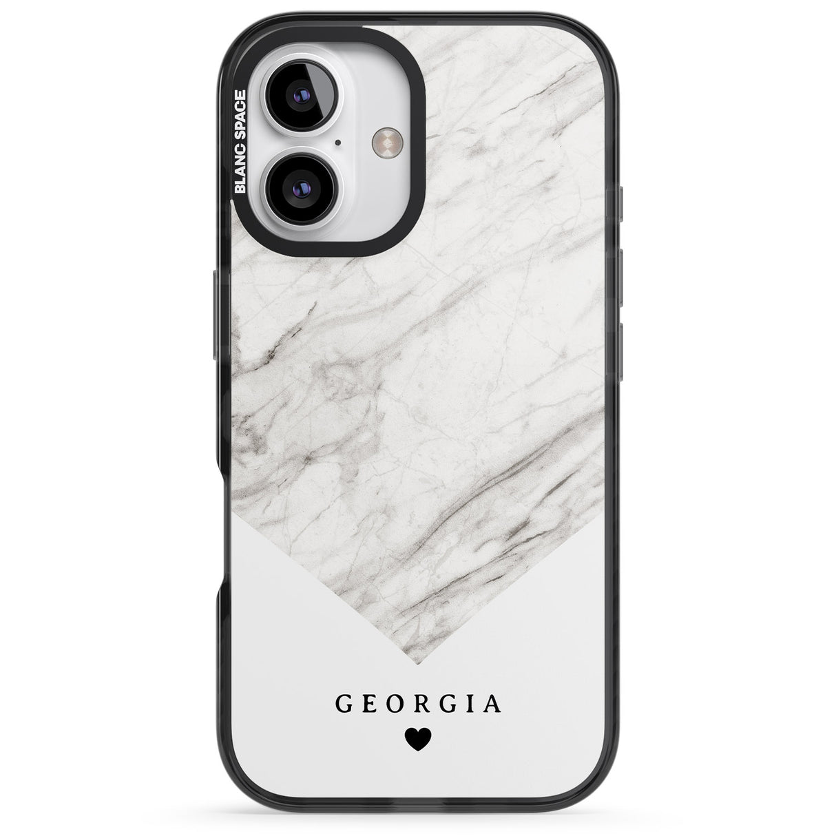 iPhone 16 Pro Max Personalised White Marble Black Impact Phone Case