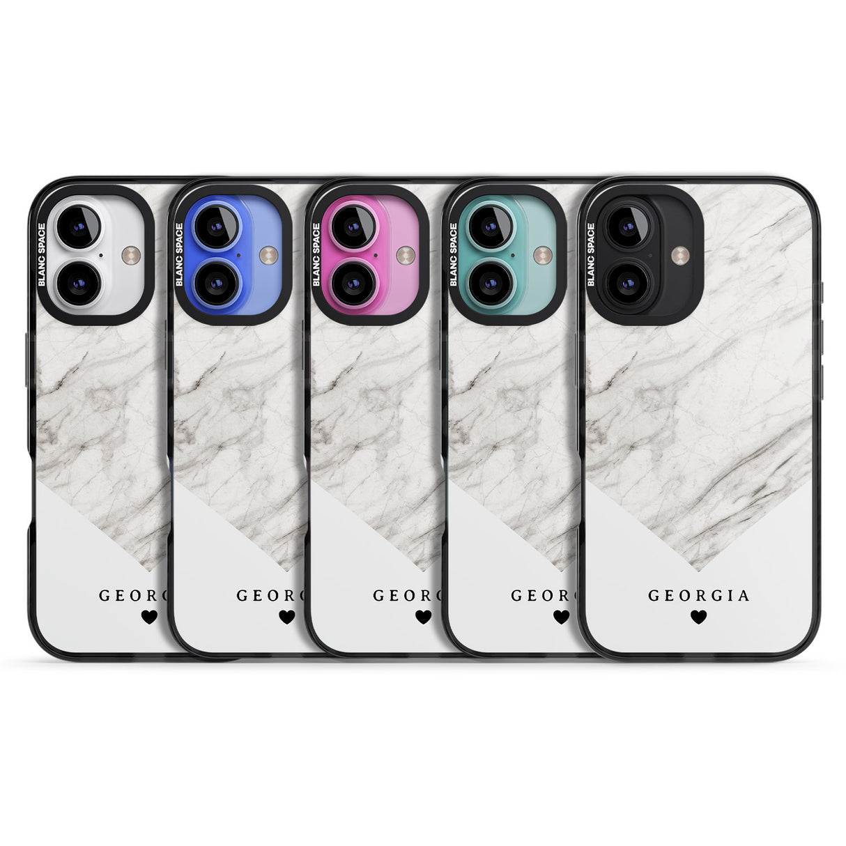 iPhone 16 Pro Max Personalised White Marble Black Impact Phone Case