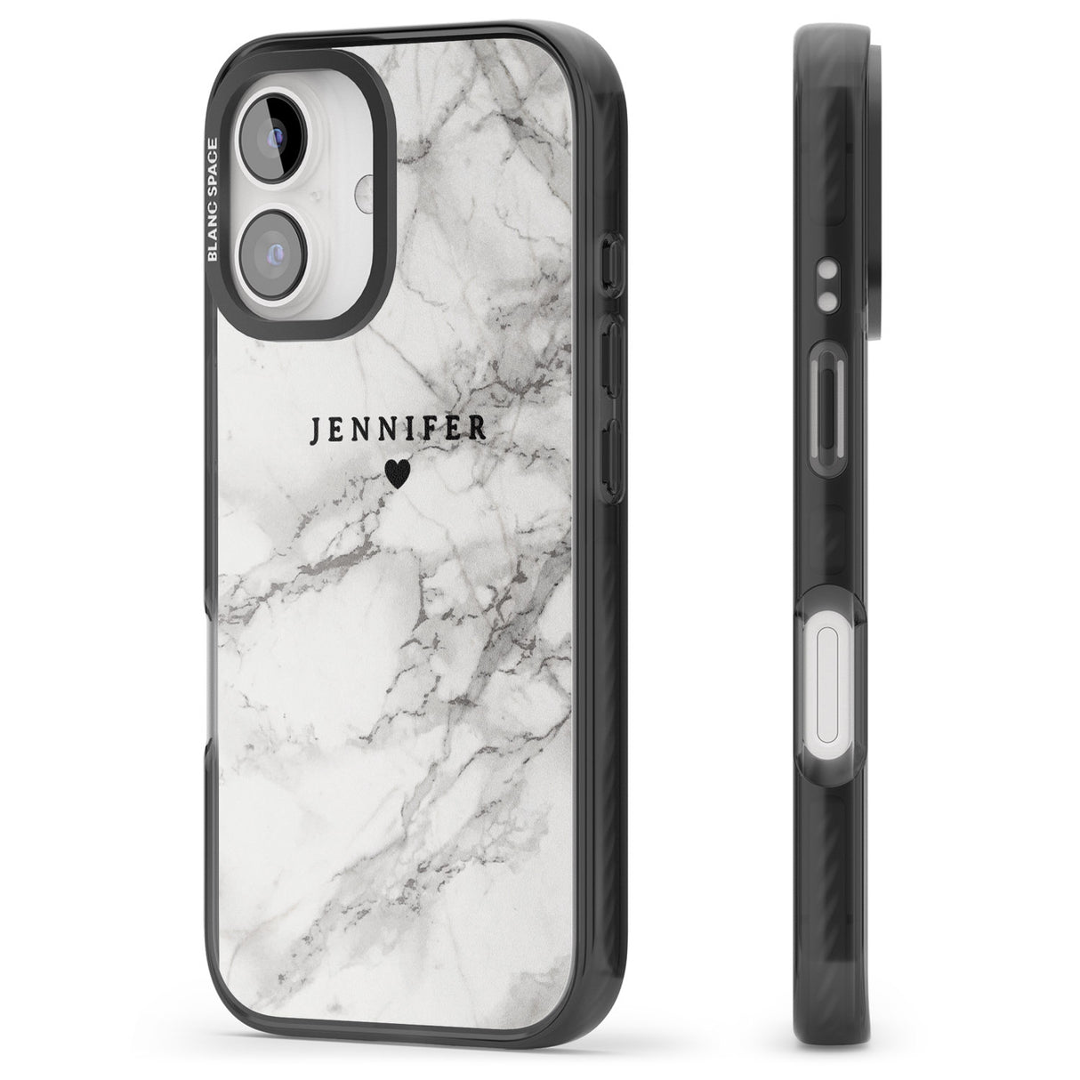 iPhone 16 Pro Max Personalised Classic Grey Marble Black Impact Phone Case