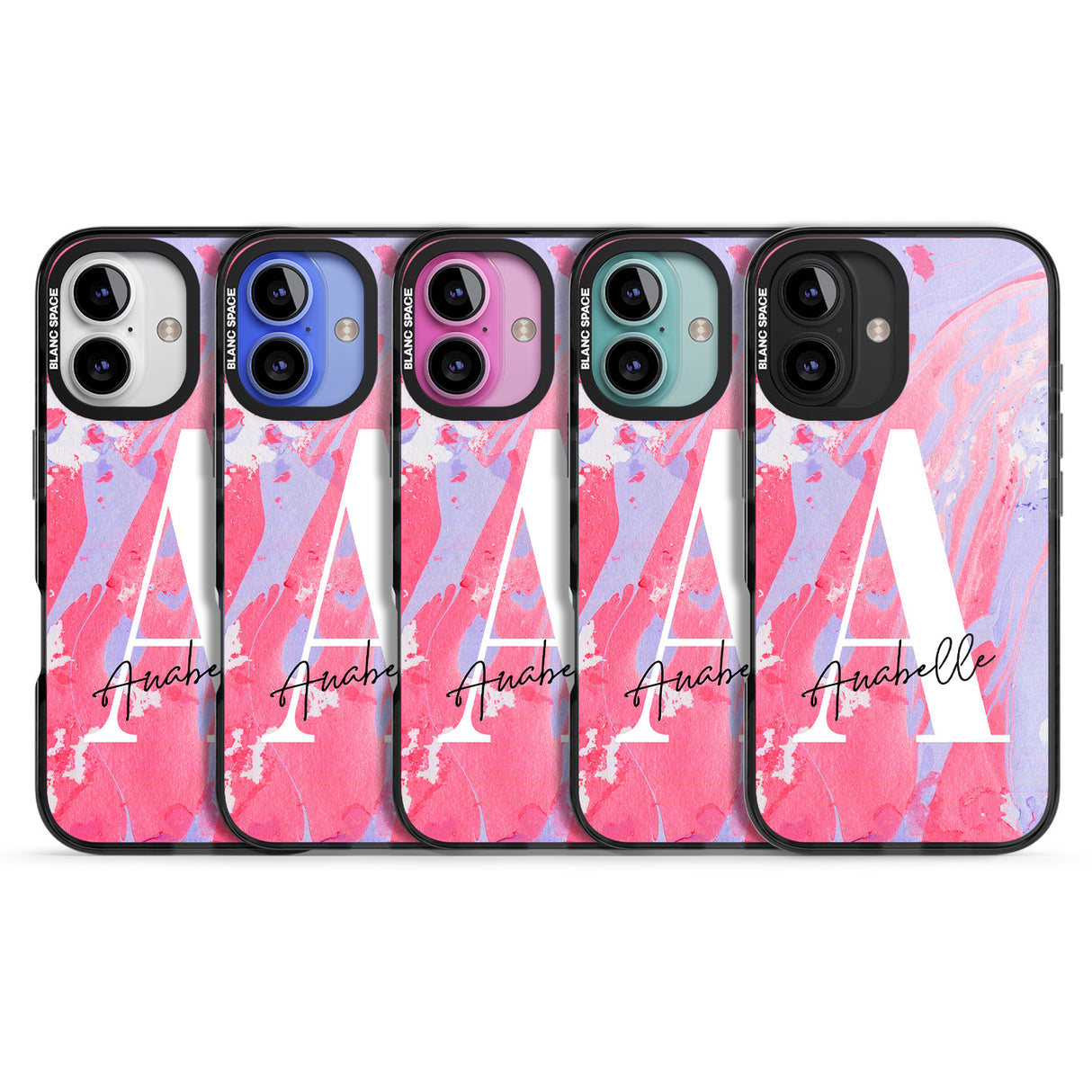 iPhone 16 Pro Max Personalised Pink & Purple - Marble Black Impact Phone Case