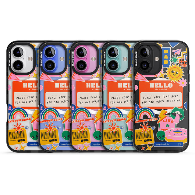 iPhone 16 Pro Max Personalised Nostalgia Sticker Mix #2 Black Impact Phone Case