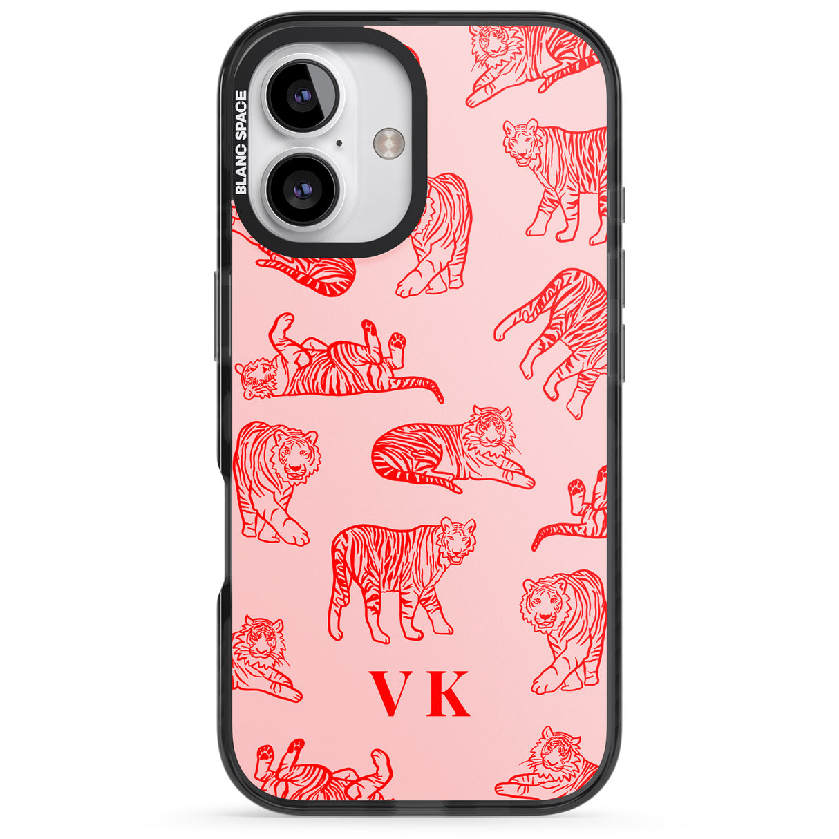 Personalised Red Tiger Outlines on Pink