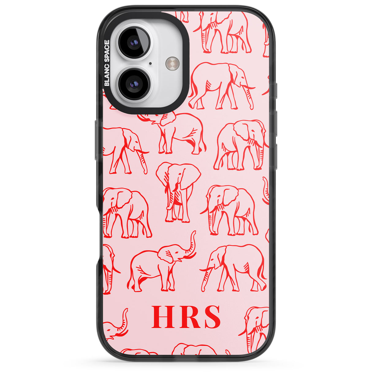 Personalised Red Elephant Outlines on Pink