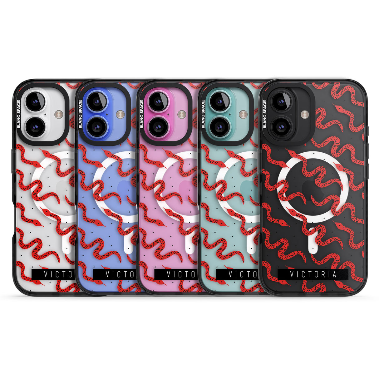 iPhone 16 Pro Max Personalised Snake Pattern Black Impact Phone Case