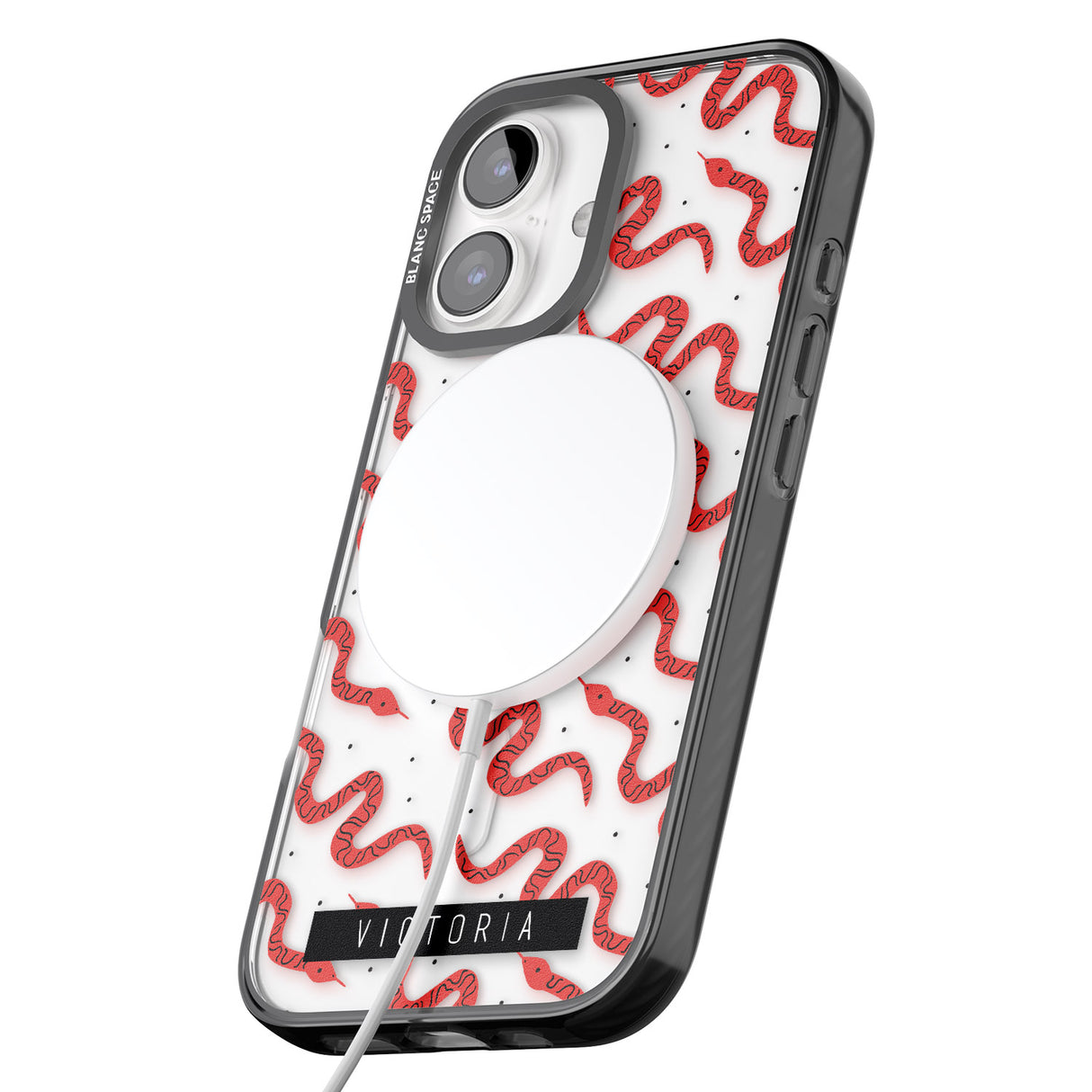 iPhone 16 Pro Max Personalised Snake Pattern Black Impact Phone Case