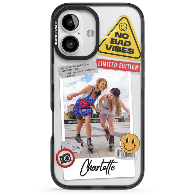 iPhone 16 Pro Max Personalised Sticker Mix Instant Photo Black Impact Phone Case