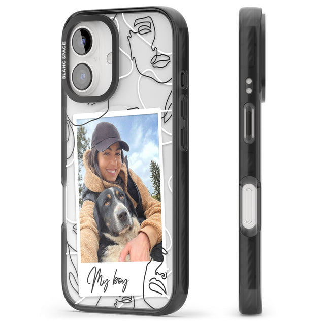 iPhone 16 Pro Max Personalised Abstract Faces Instant Photo Black Impact Phone Case