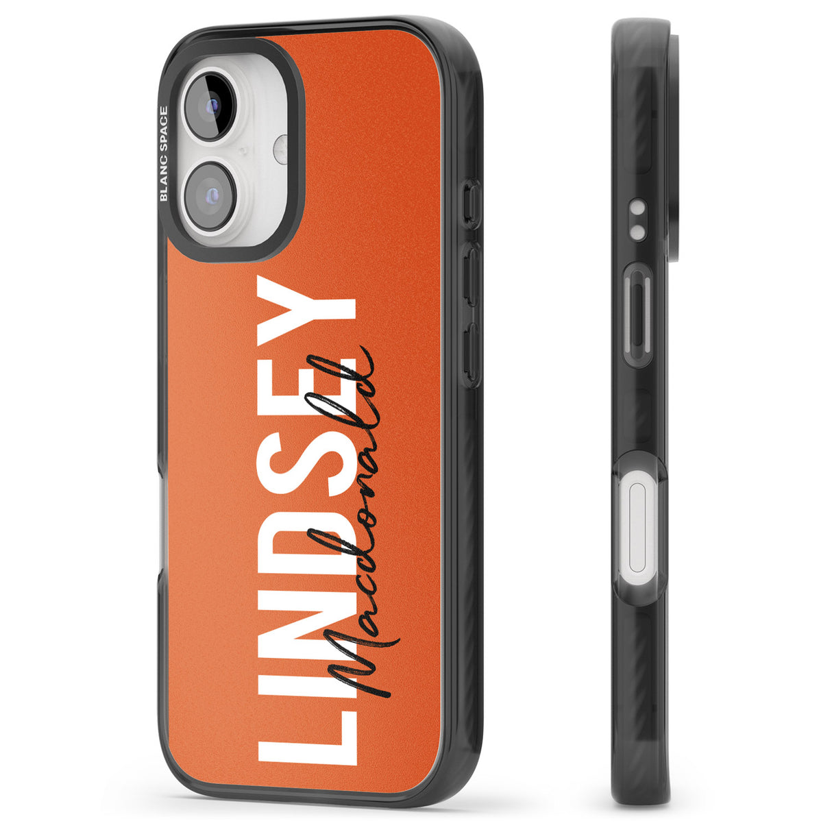 iPhone 16 Pro Max Personalised Bold Name: Orange Black Impact Phone Case