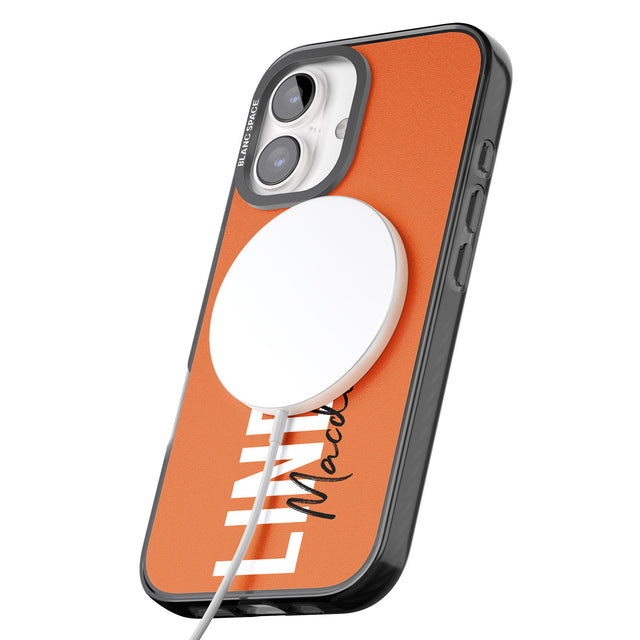 iPhone 16 Pro Max Personalised Bold Name: Orange Black Impact Phone Case