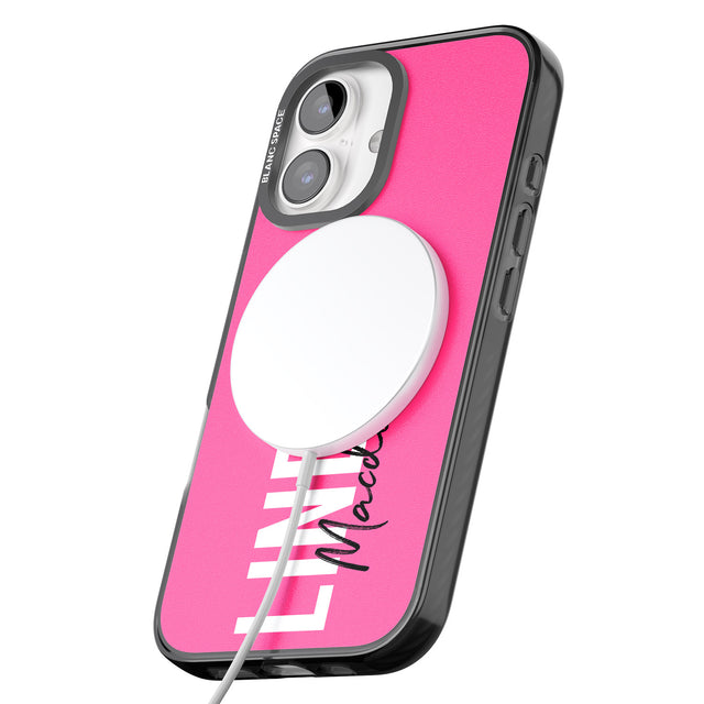 iPhone 16 Pro Max Personalised Bold Name: Pink Black Impact Phone Case